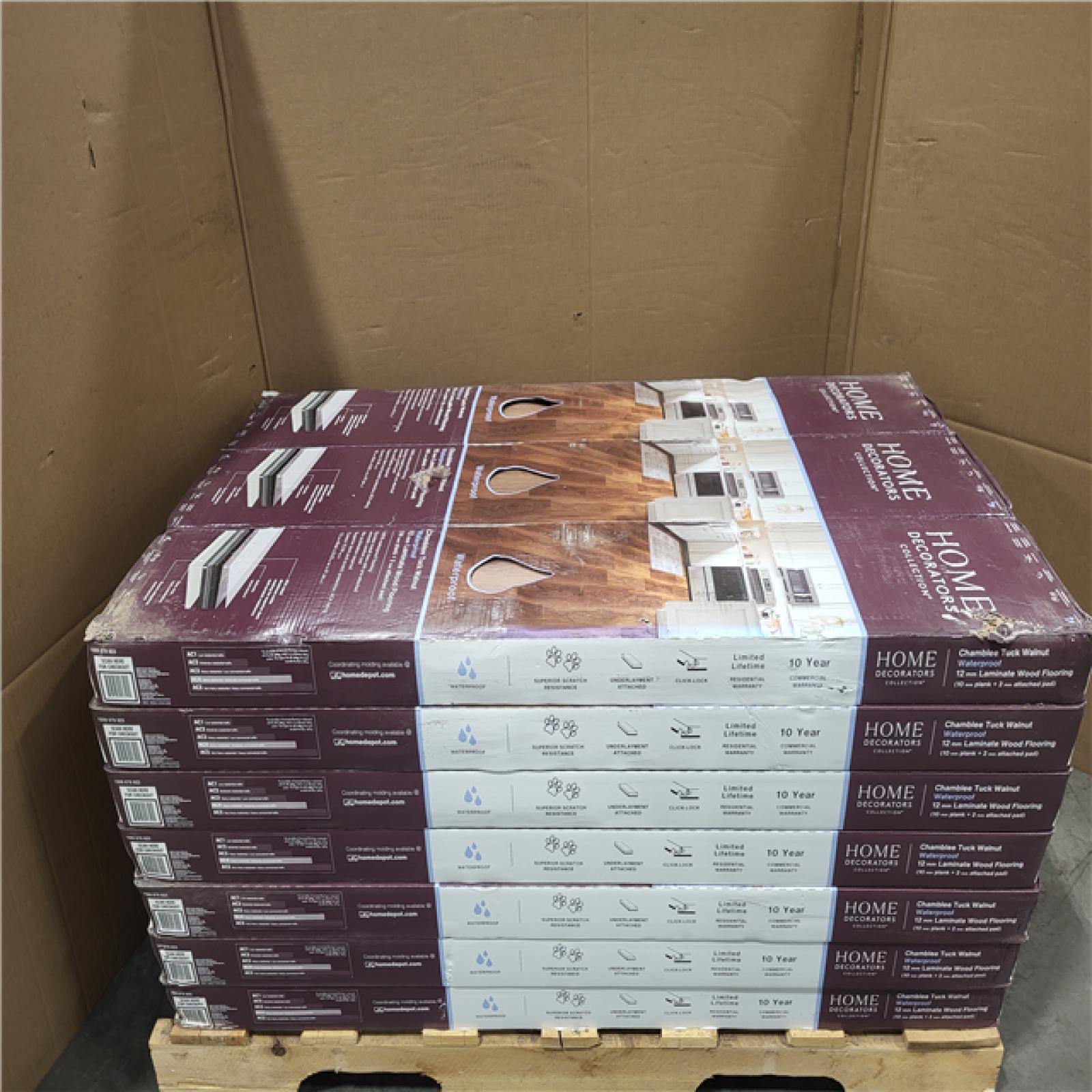 CALIFORNIA AS-IS LIKE NEW HOME DECORATORS COLLECTION CHAMBLEE TUCK WALNUT 12MM LAMINATE WOOD FLOORING