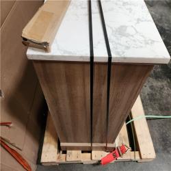 Phoenix AS-IS Home Decorators Collection Doveton 48 in. Single Sink Freestanding Weathered Tan Bath Vanity with White Engineered Marble Top (Assembled)