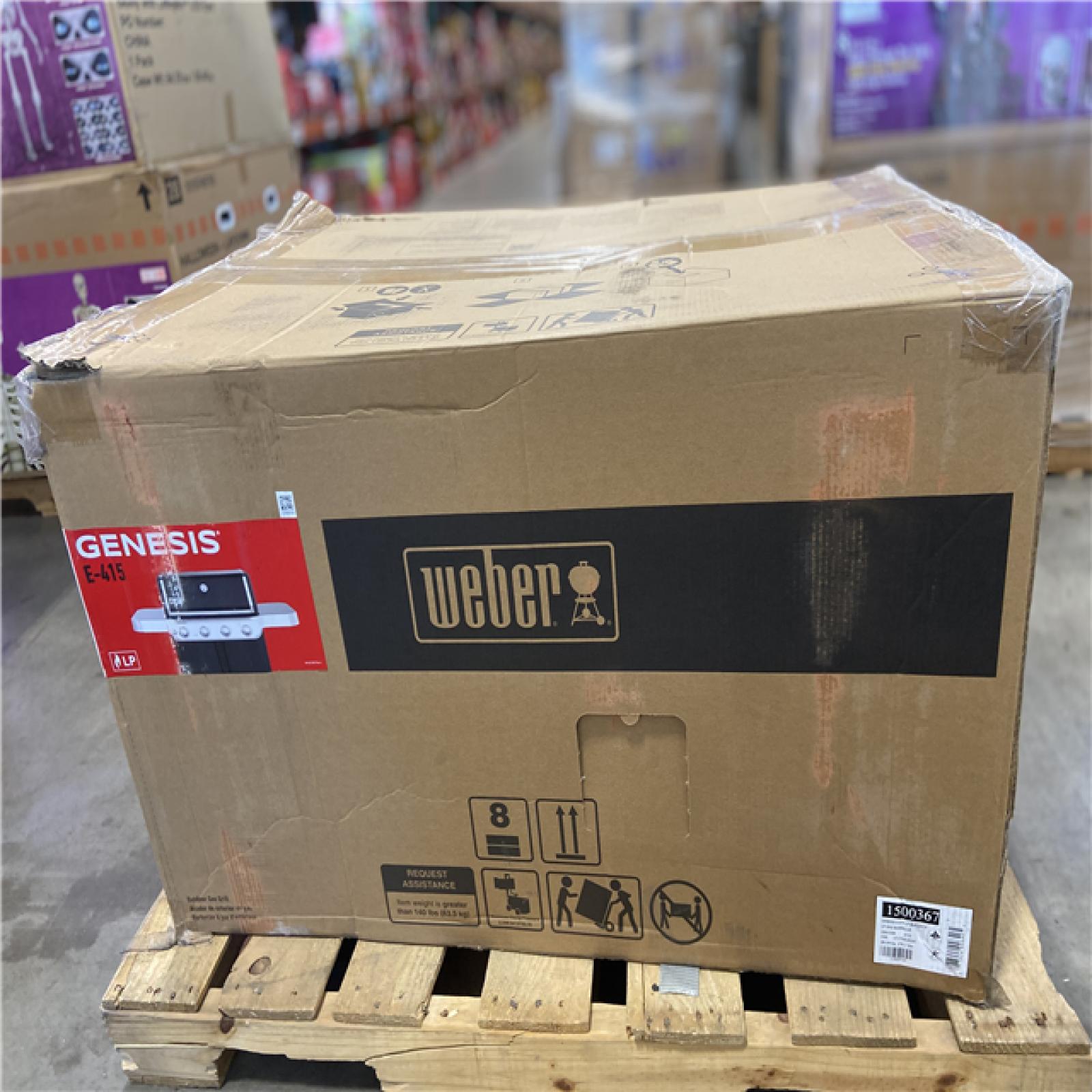 DALLAS LOCATION - Weber Genesis E-415 4-Burner Liquid Propane Gas Grill in Black with Side Tables