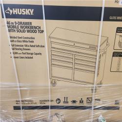 Phoenix NEW Husky Tool Storage 46 in. W x 18 in. D 9-Drawer Gloss White Mobile Workbench Cabinet (SEALED)