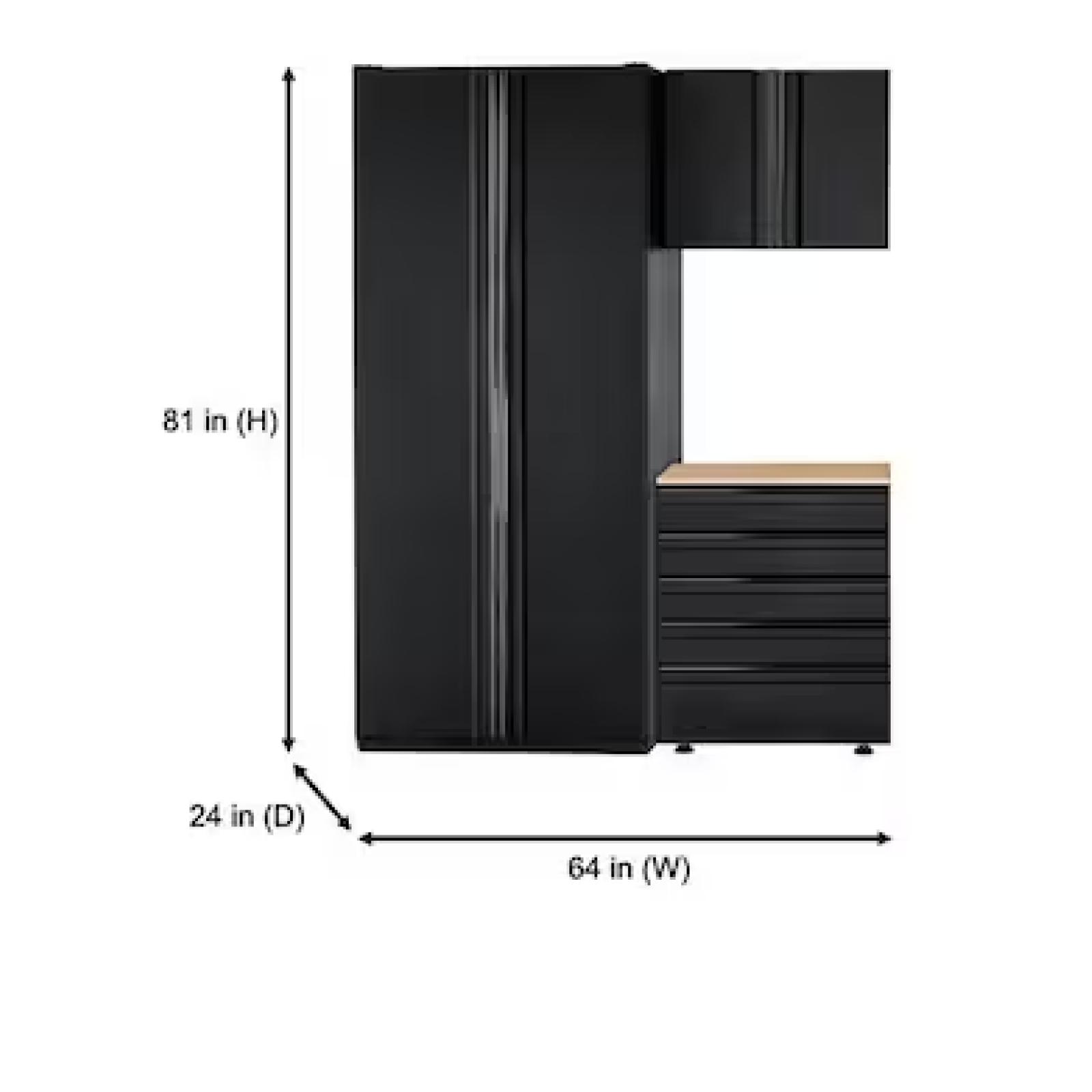 DALLAS LOCATION - Husky 3-Piece Heavy Duty Welded Steel Garage Storage System in Black (64 in. W x 81 in. H x 24 in. D)