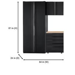 DALLAS LOCATION - Husky 3-Piece Heavy Duty Welded Steel Garage Storage System in Black (64 in. W x 81 in. H x 24 in. D)