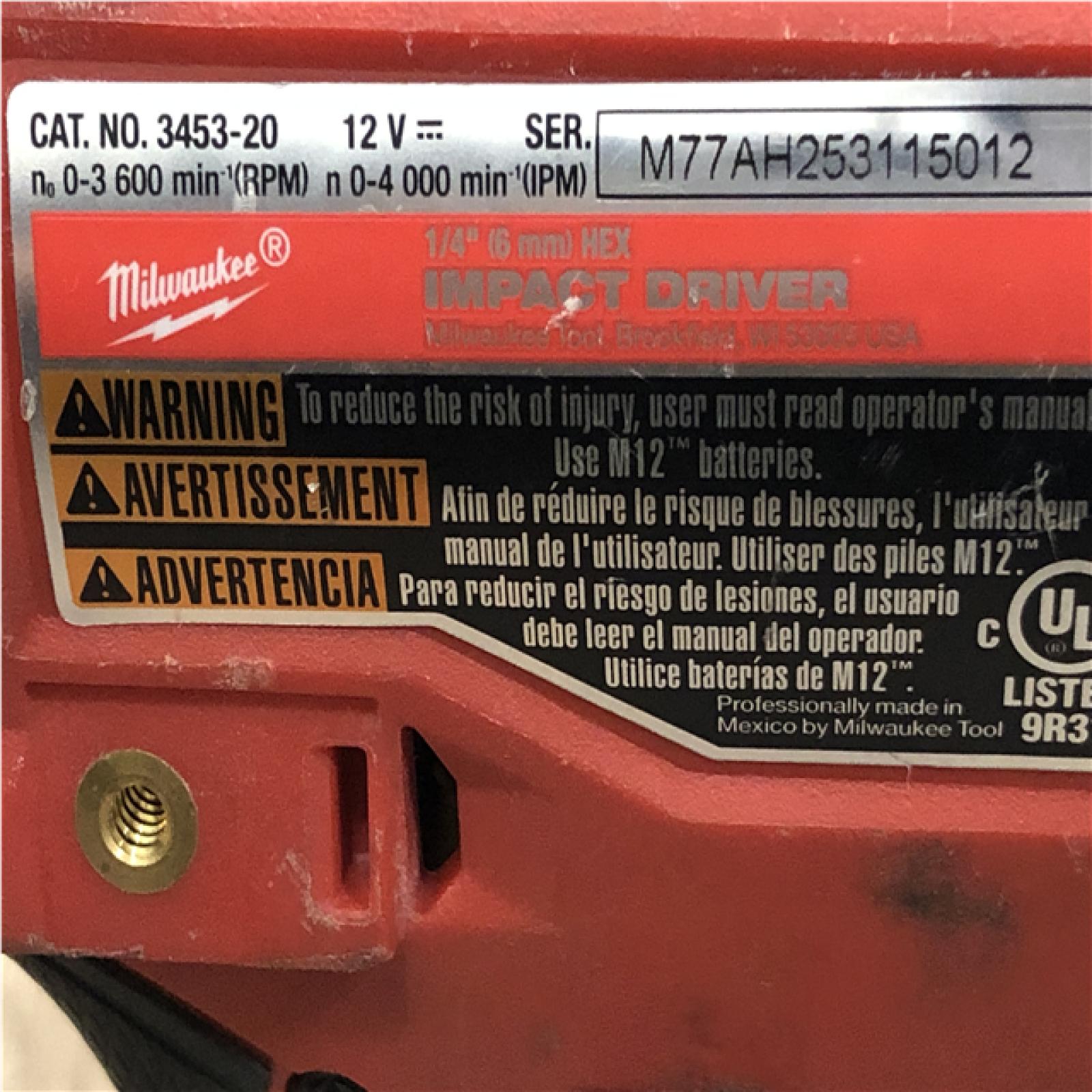 AS-IS Milwaukee FUEL 12V Lithium-Ion Brushless Cordless 1/4 in. Hex Impact Driver Kit
