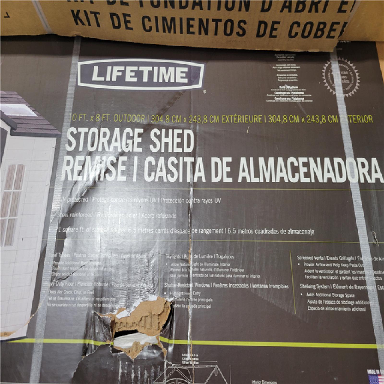 CALIFORNIA APPEARS NEW LIFETIME STORAGE SHED W/ METAL FOUNDATION KIT