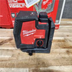 HOUSTON LOCATION - AS-IS Milwaukee 100 ft. REDLITHIUM Lithium-Ion USB Green Rechargeable Cross Line Laser Level with Charger
