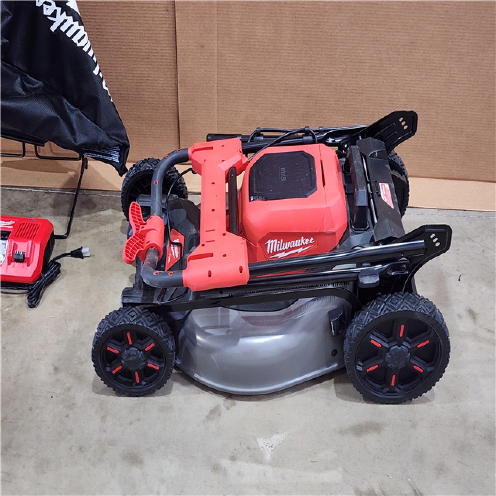 HOUSTON LOCATION - AS-IS M18 FUEL Brushless Cordless 21 in. Walk Behind Dual Battery Self-Propelled Mower W/ Rapid Charger
