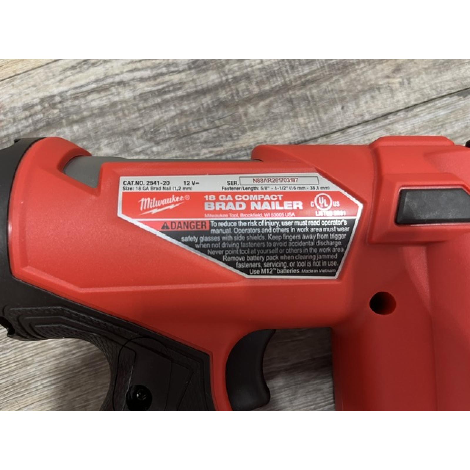 AS-IS Milwaukee FUEL 12-Volt Lithium-Ion Brushless Cordless 18-Gauge 1-1/2 in. Compact Brad Nailer (Tool Only)