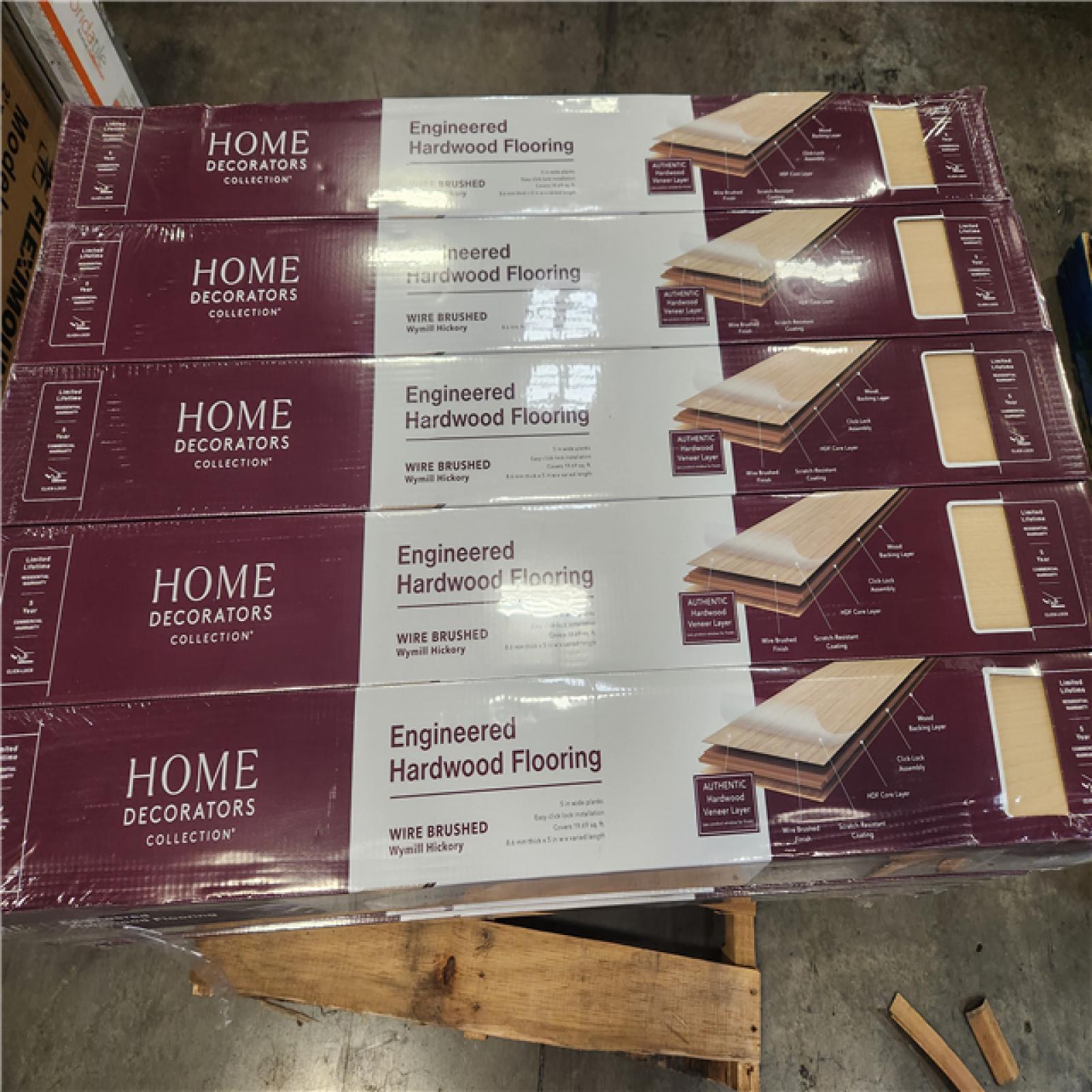 Phoenix NEW Home Decorators Collection Wymill Hickory 3/8 in. T x 5 in. W Click-Lock Wire Brushed Engineered Hardwood Flooring (492 sq. ft./25 case)