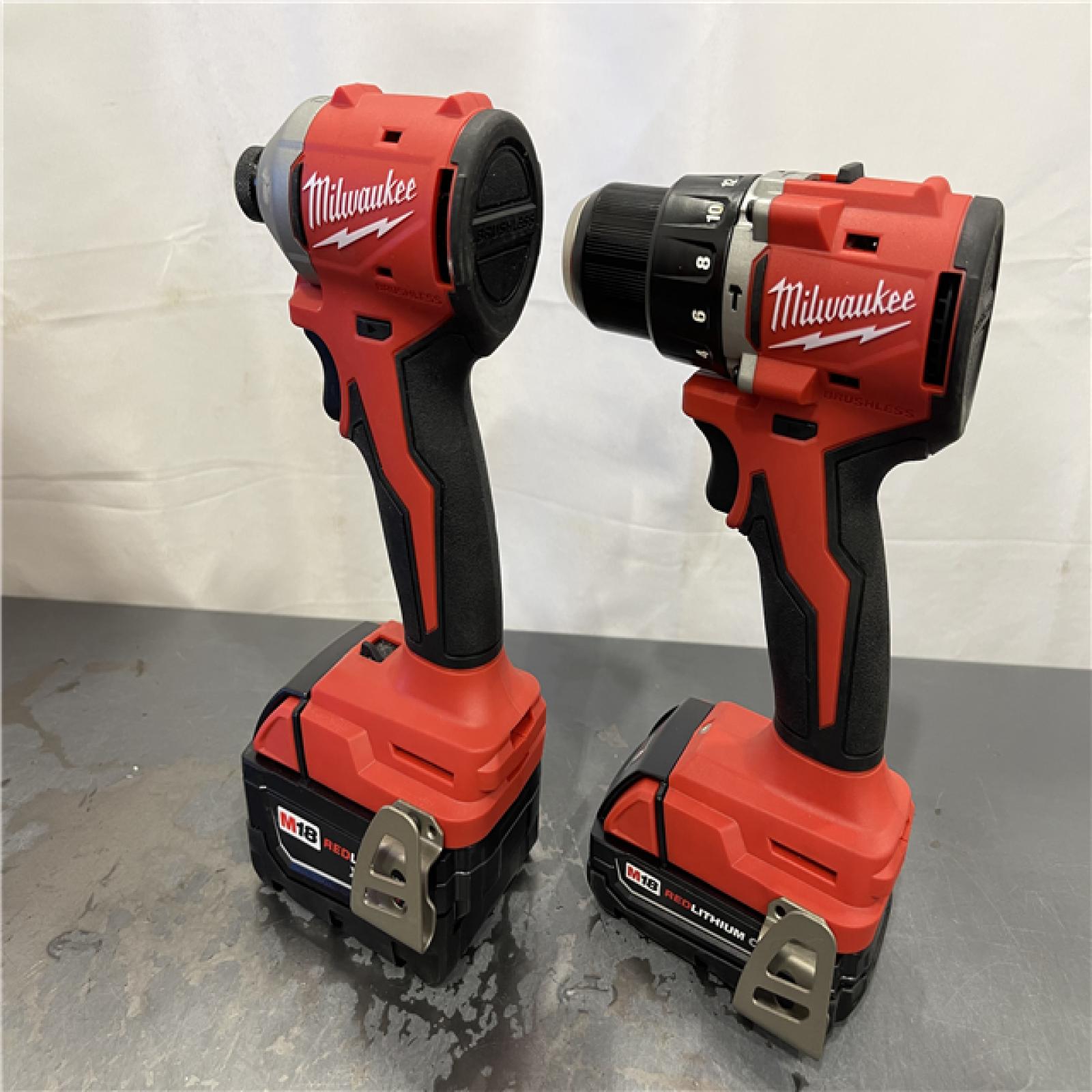 AS-IS - Milwaukee M18 18-Volt Lithium-Ion Brushless Cordless Compact Hammer Drill/Impact Combo Kit