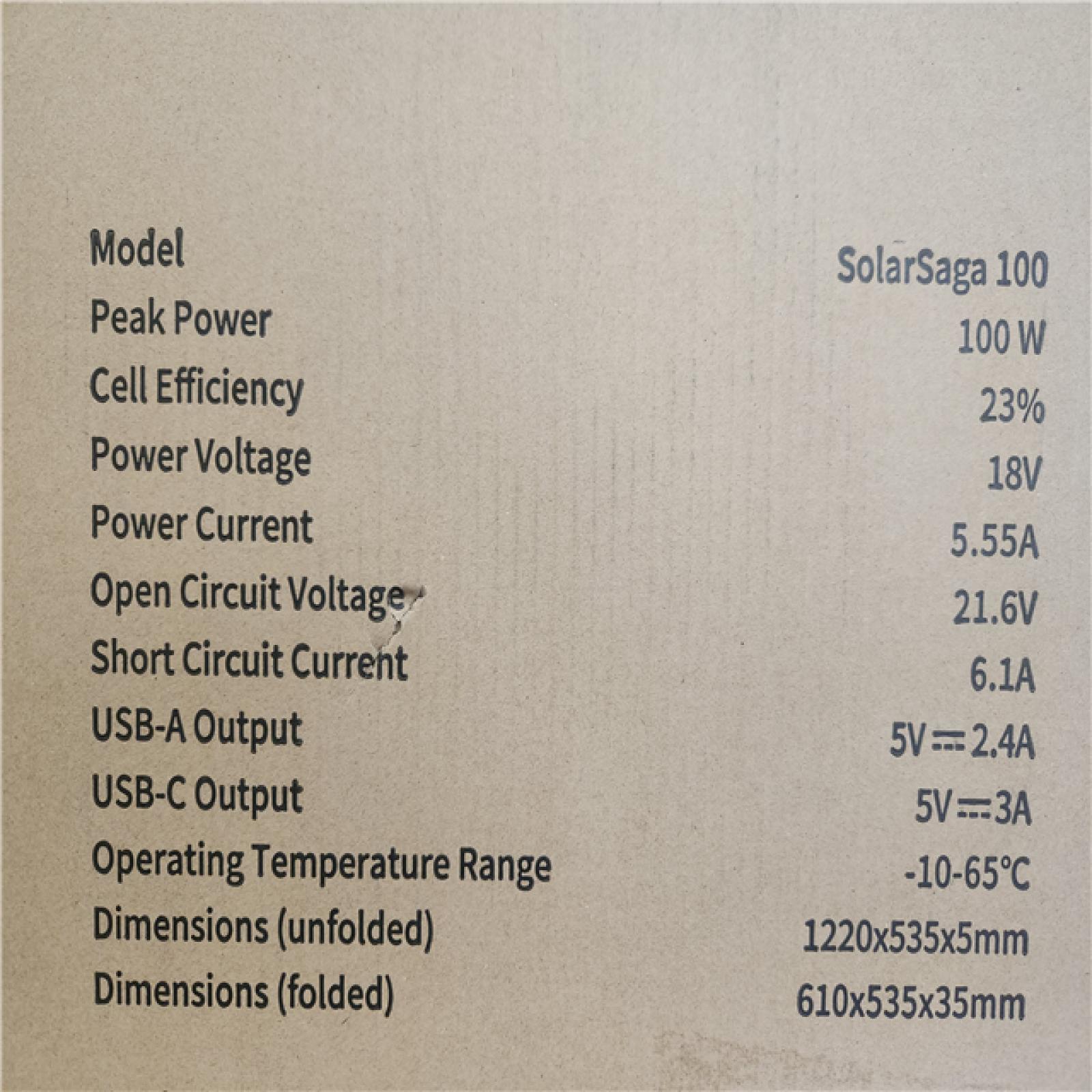 Phoenix NEW Jackery SolarSaga 100-Watt Portable Solar Panel for Explorer 290/550/880/1000/1500 Power Station with built-in 2 USB Outputs