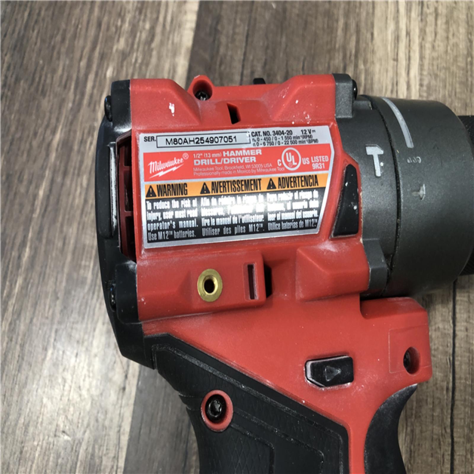 AS-IS Milwaukee FUEL 12V Lithium-Ion Brushless Cordless 1/2 in. Hammer Drill (Tool-Only)