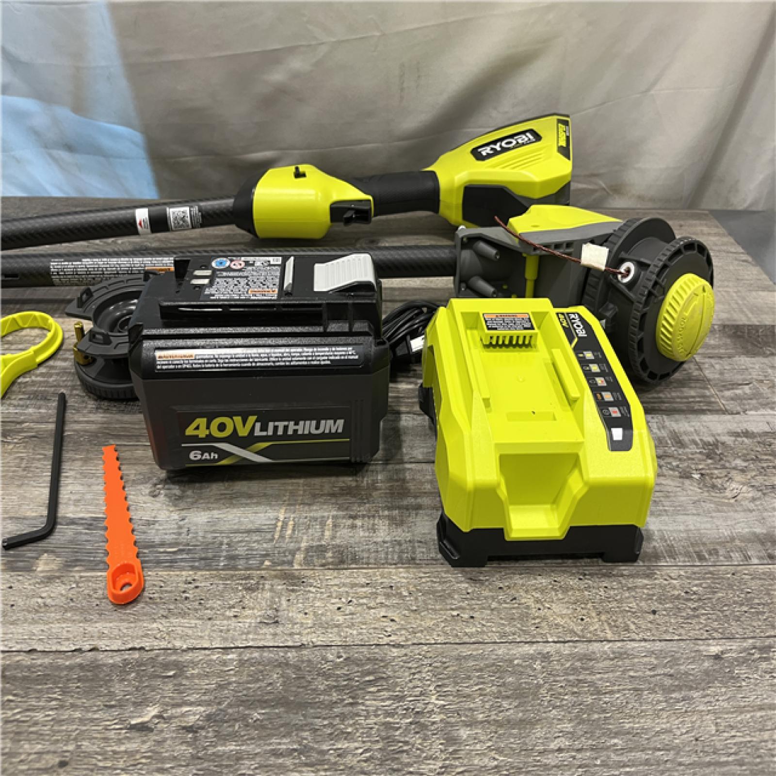 AS-IS RYOBI 40V HP Brushless Whisper Series 17 in. Cordless Battery Carbon Fiber Shaft String Trimmer Kit