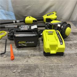 AS-IS RYOBI 40V HP Brushless Whisper Series 17 in. Cordless Battery Carbon Fiber Shaft String Trimmer Kit