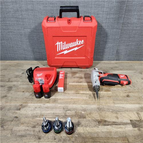 HOUSTON LOCATION - AS-IS Milwaukee M12 12V Lithium-Ion Cordless PEX Expansion Tool Kit with (2) 1.5 Ah Batteries  (3) Expansion Heads and Hard Case