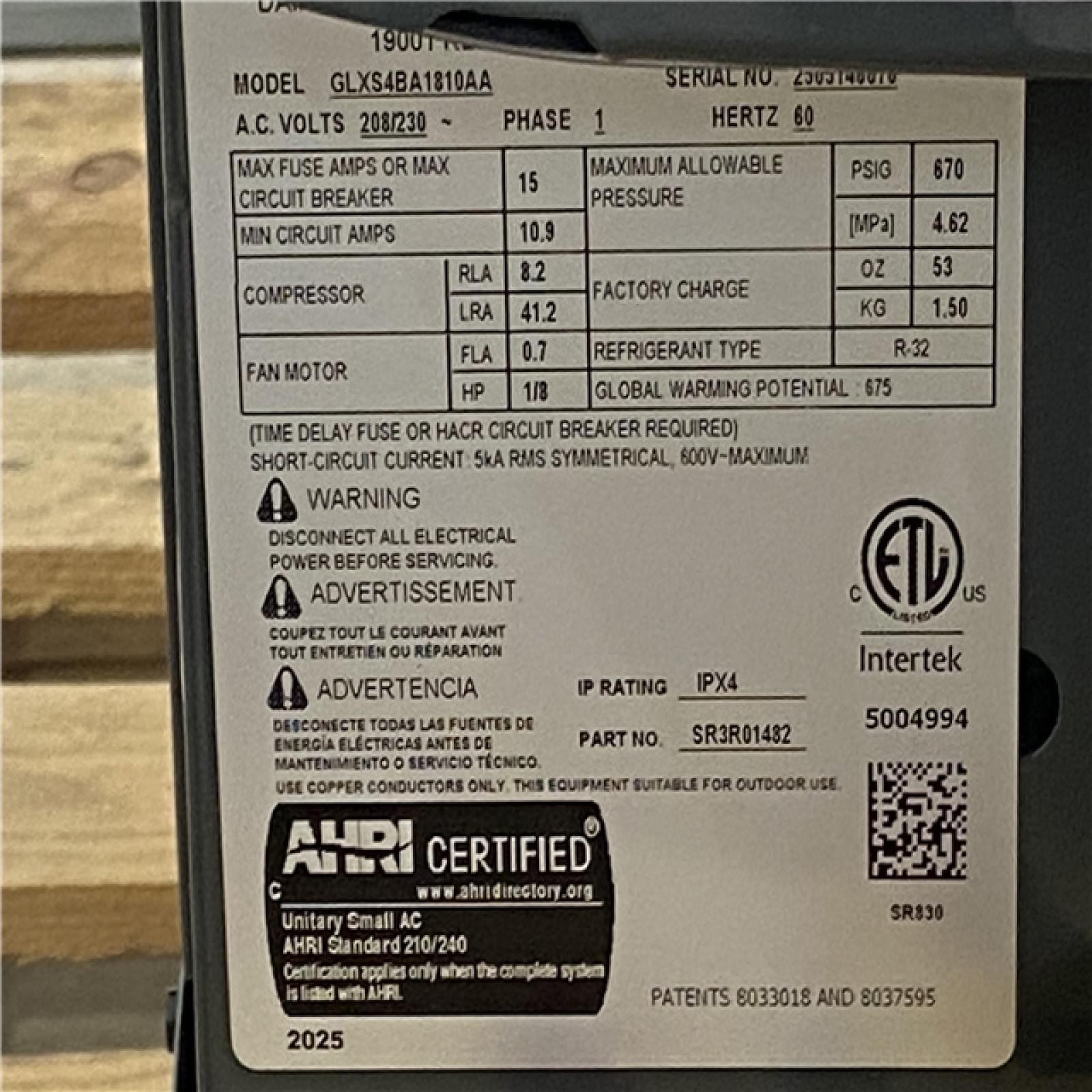 Houston Location - AS-IS CONDENSING UNIT AIR CONDITIONING GOODMAN