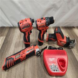 AS-IS- MILWAUKEE M12 4 TOOL COMBO KIT