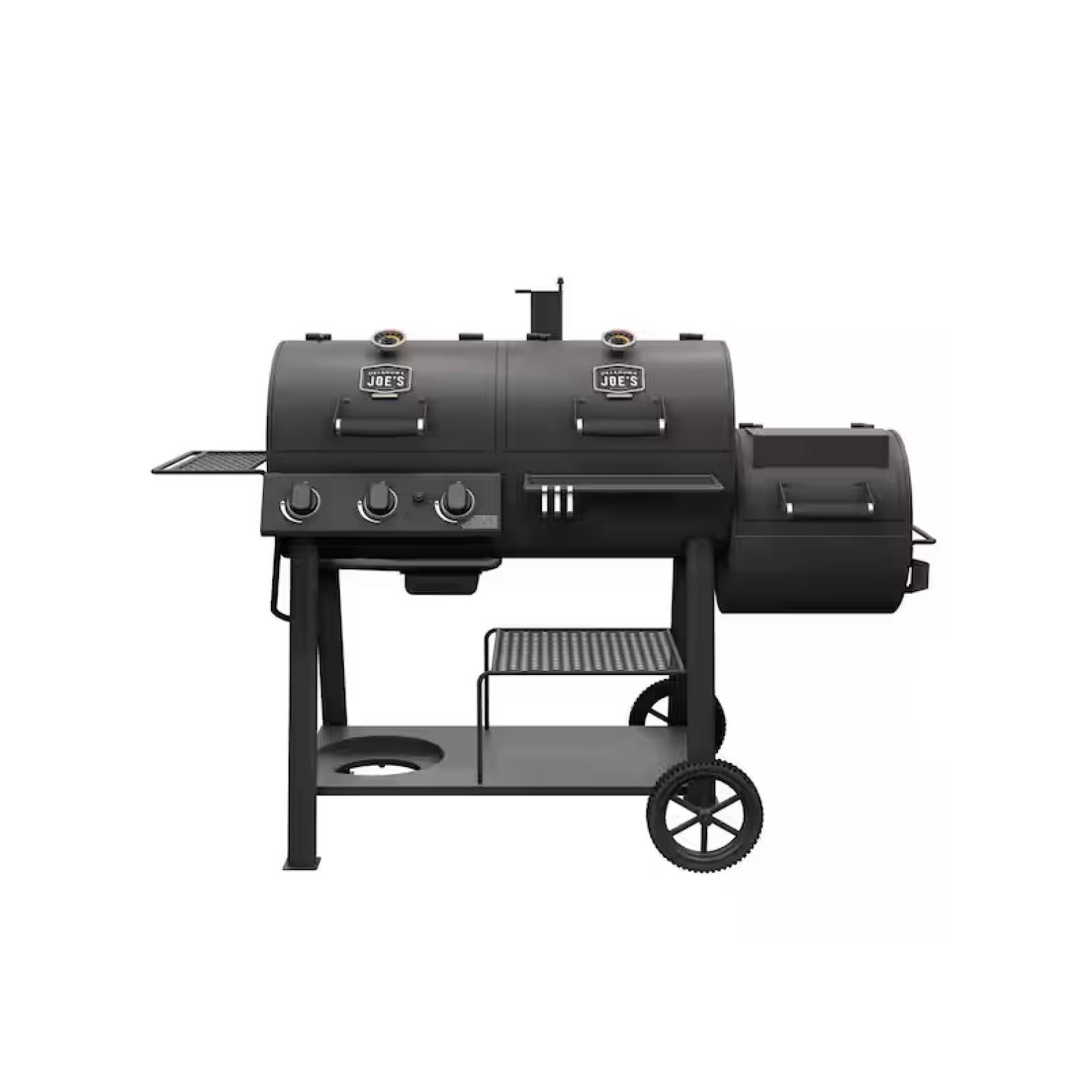 DALLAS LOCATION - OKLAHOMA JOE'S Canyon Combo Dual Fuel 3-Burner Propane Gas and Charcoal Smoker
