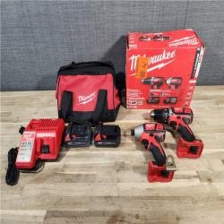 HOUSTON LOCATION - AS-IS Milwaukee M18 18V Cordless Brushed 2 Tool Drill/Driver and Impact Driver Kit