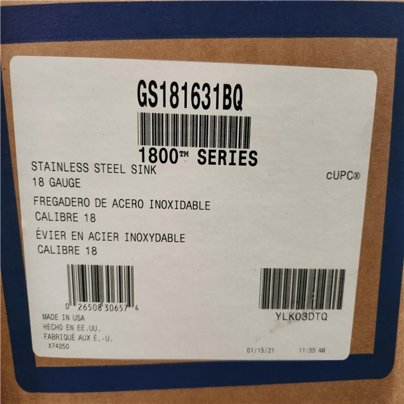 Phoenix Location MOEN 1800 Series Stainless Steel 33 in. 1-Hole Single Bowl Drop-In Kitchen Sink Pallet (12 Boxes)