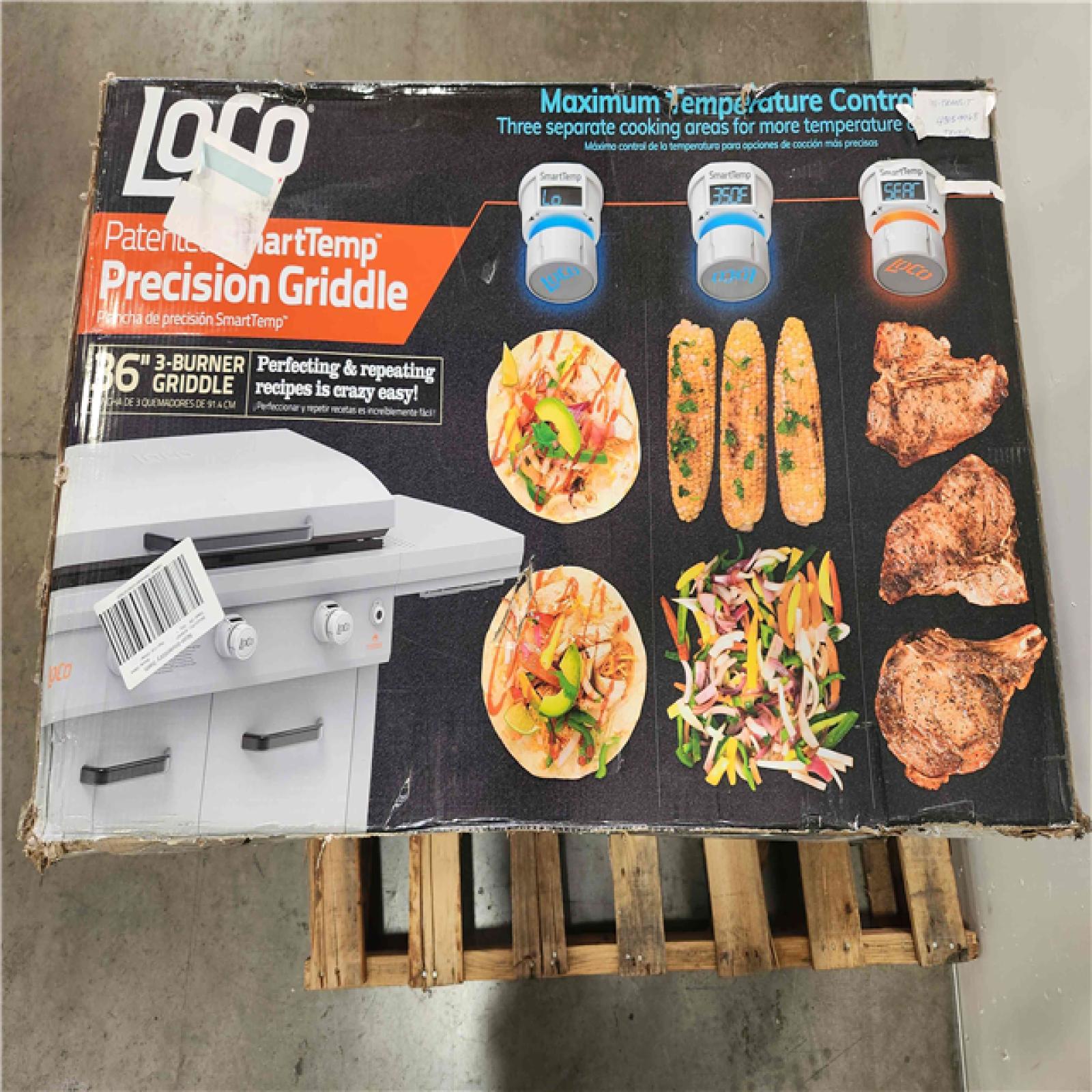 Phoenix Location NEW LOCO Series II 36 in. 3-Burner Digital Propane SmartTemp Flat Top Grill / Griddle in Chalk Finish with Enclosed Cart and Hood