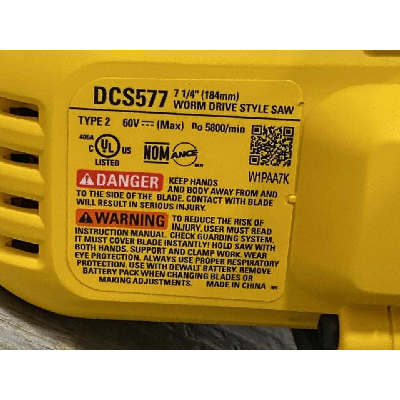 AS-IS DEWALT FLEXVOLT 60V MAX Cordless Brushless 7-1/4 in. Wormdrive Style Circular Saw (Tool Only)