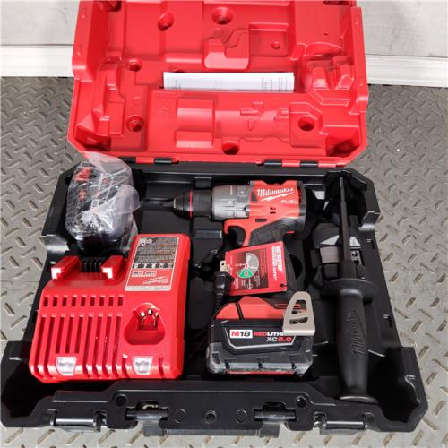 Houston Location - As-Is Milwaukee 2904-22 Hammer Drill Driver Kit with Batteries  Charger & Tool Case  Red - Appears IN NEW Condition