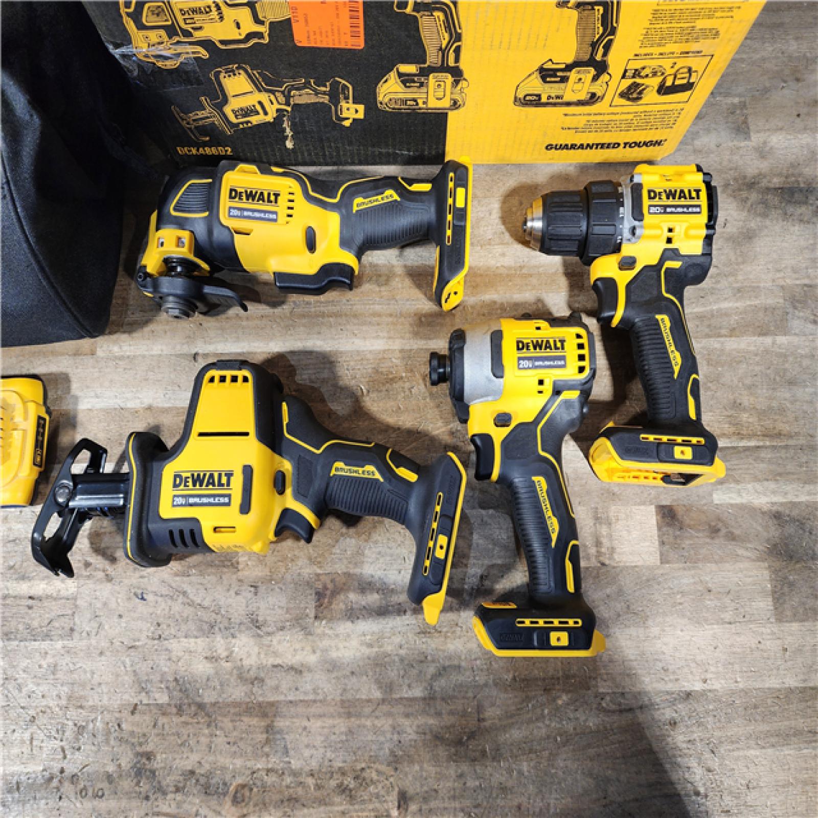 HOUSTON LOCATION - AS-IS DEWALT ATOMIC 20-Volt Lithium-Ion Cordless Brushless Combo Kit (4-Tool)