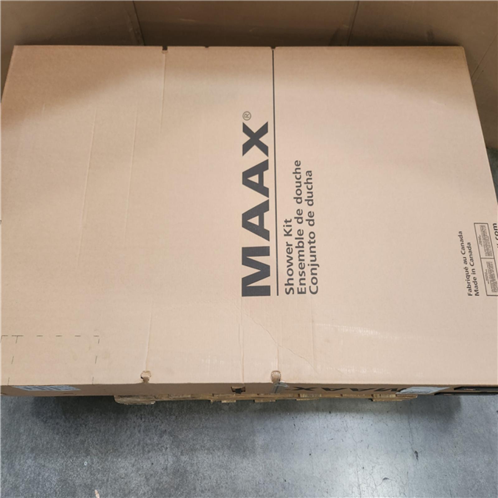 Phoenix NEW MAAX Cyrene 34 in. L x 34 in. W x 76 in. H Corner Center Drain Shower Stall/Kit in White with Clear glass in Brushed Nickel (SEALED)