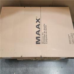 Phoenix NEW MAAX Cyrene 34 in. L x 34 in. W x 76 in. H Corner Center Drain Shower Stall/Kit in White with Clear glass in Brushed Nickel (SEALED)