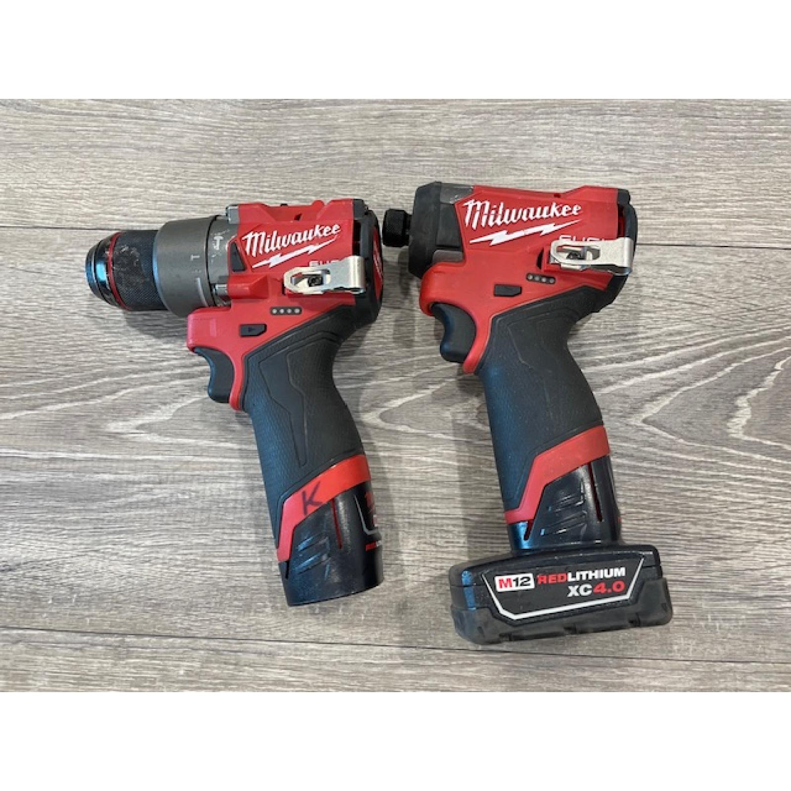 AS-IS Milwaukee FUEL 12-Volt Lithium-Ion Brushless Cordless Hammer Drill and Impact Driver Combo Kit
