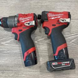 AS-IS Milwaukee FUEL 12-Volt Lithium-Ion Brushless Cordless Hammer Drill and Impact Driver Combo Kit