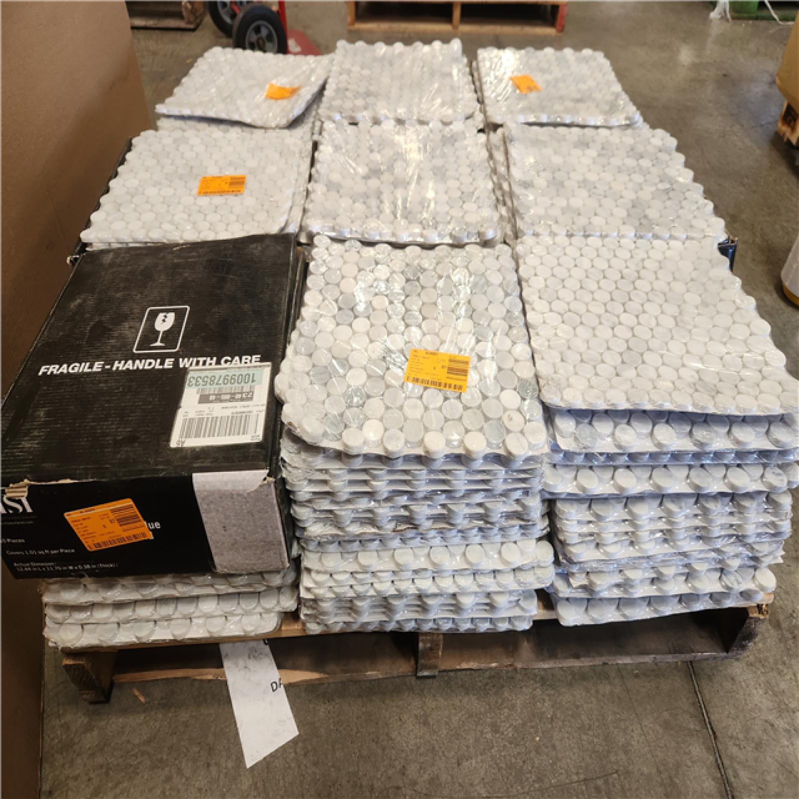 Phoenix MSI Capri Blue Penny Round 12 in. x 12 in. x 0.38 in. Honed Marble Mesh-Mounted Mosaic Floor and Wall Tile Pallet (18+Boxes)