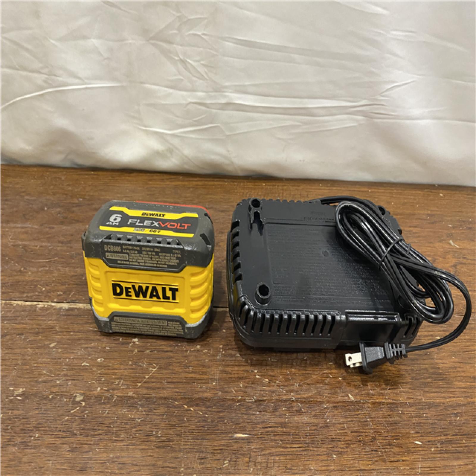 AS-IS DEWALT FLEXVOLT 20V/60V MAX Lithium-Ion 6.0Ah Battery Pack with 6 Amp Output Charger