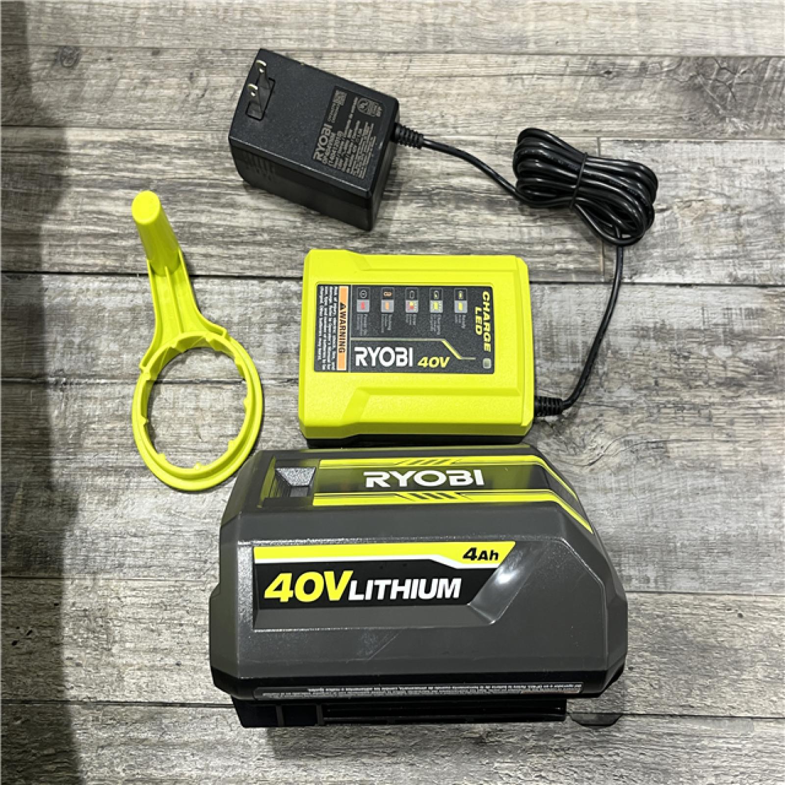 AS-IS RYOBI 40V Cordless Attachment Capable 15 String Trimmer & 550 CFM 120 MPH Blower Combo Kit with 4.0 Ah Battery & Charger
