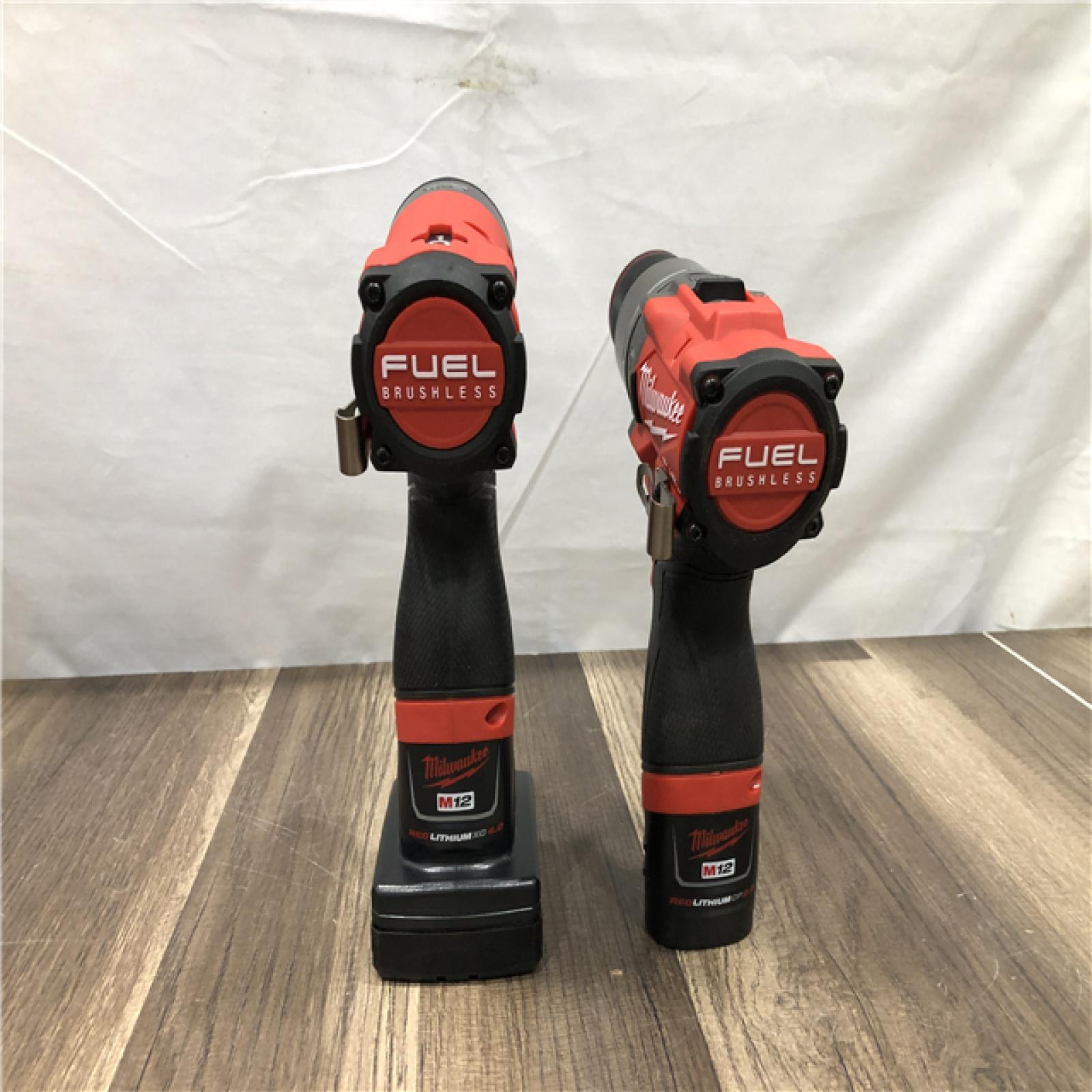 AS-IS Milwaukee FUEL 12-Volt Lithium-Ion Brushless Cordless Hammer Drill and Impact Driver Combo Kit