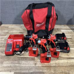 Houston Location AS-IS Milwaukee Hammer Drill Driver and Drill Driver and Impact Driver and Batteries QTY/2 with Charger