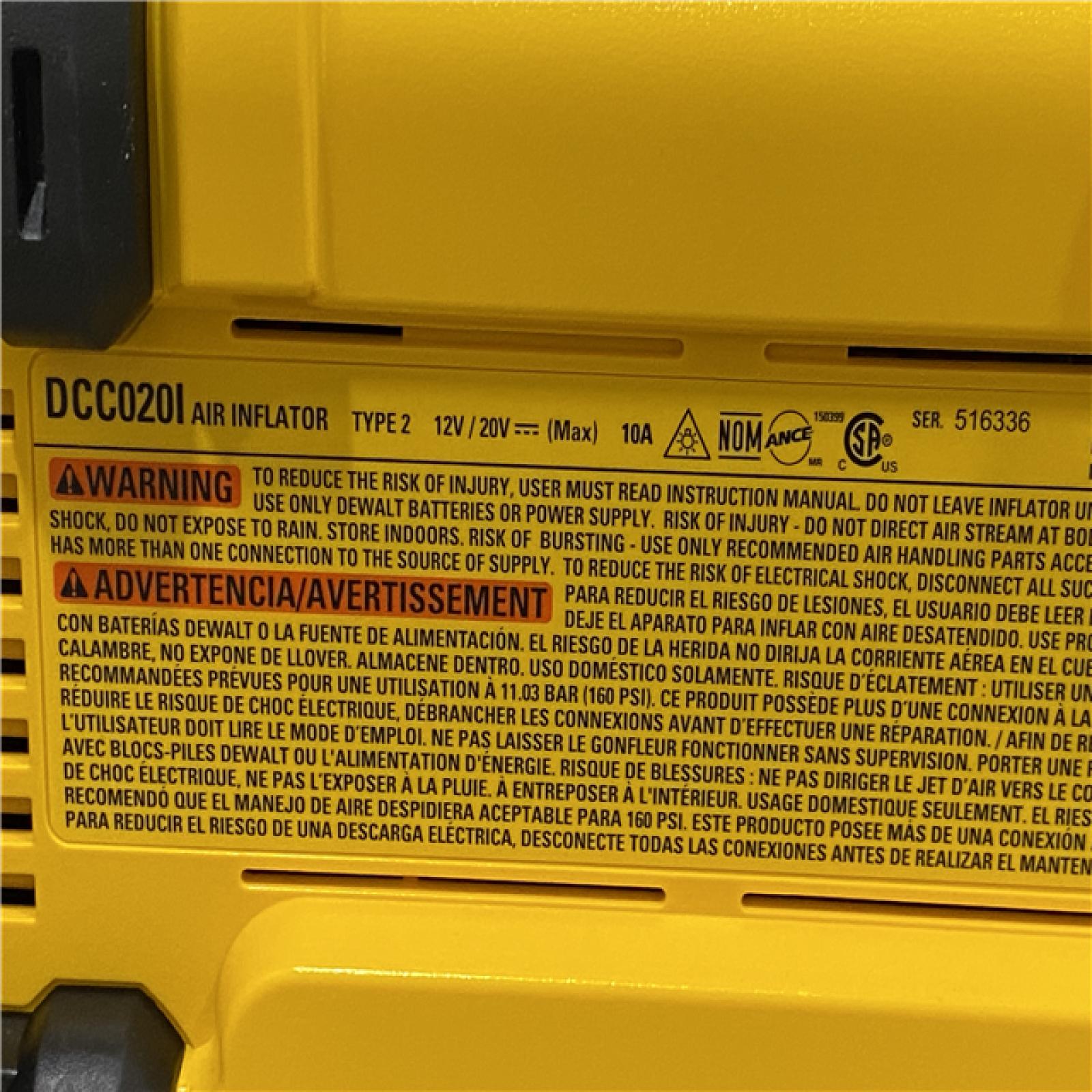 AS-IS DEWALT 20V MAX Cordless Electric Portable Inflator (Tool Only)