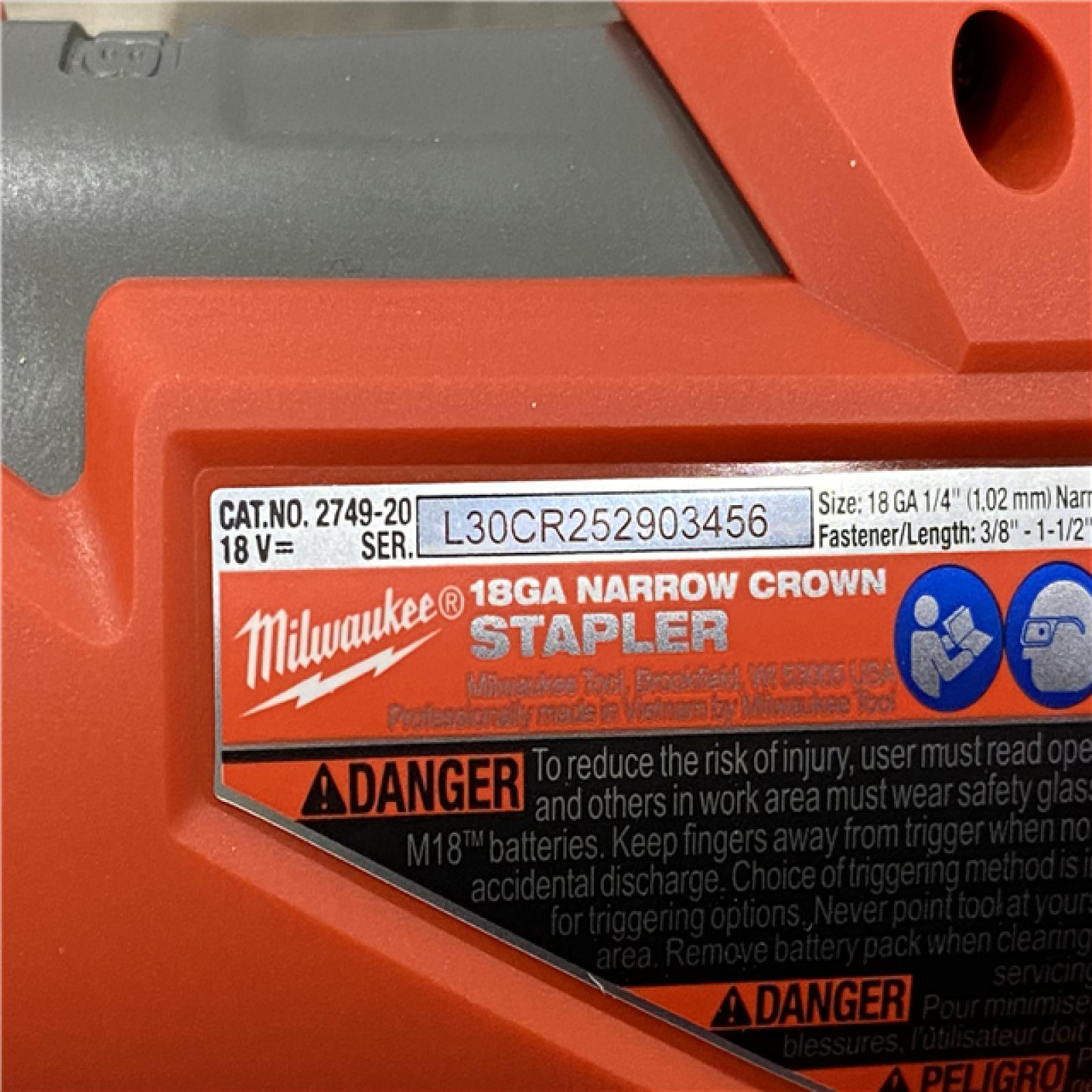 AS-IS Milwaukee FUEL 18-Volt Lithium-Ion Brushless Cordless 18-Gauge 1/4 in. Narrow Crown Stapler (Tool-Only)