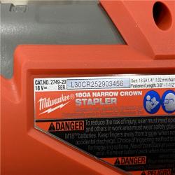 AS-IS Milwaukee FUEL 18-Volt Lithium-Ion Brushless Cordless 18-Gauge 1/4 in. Narrow Crown Stapler (Tool-Only)