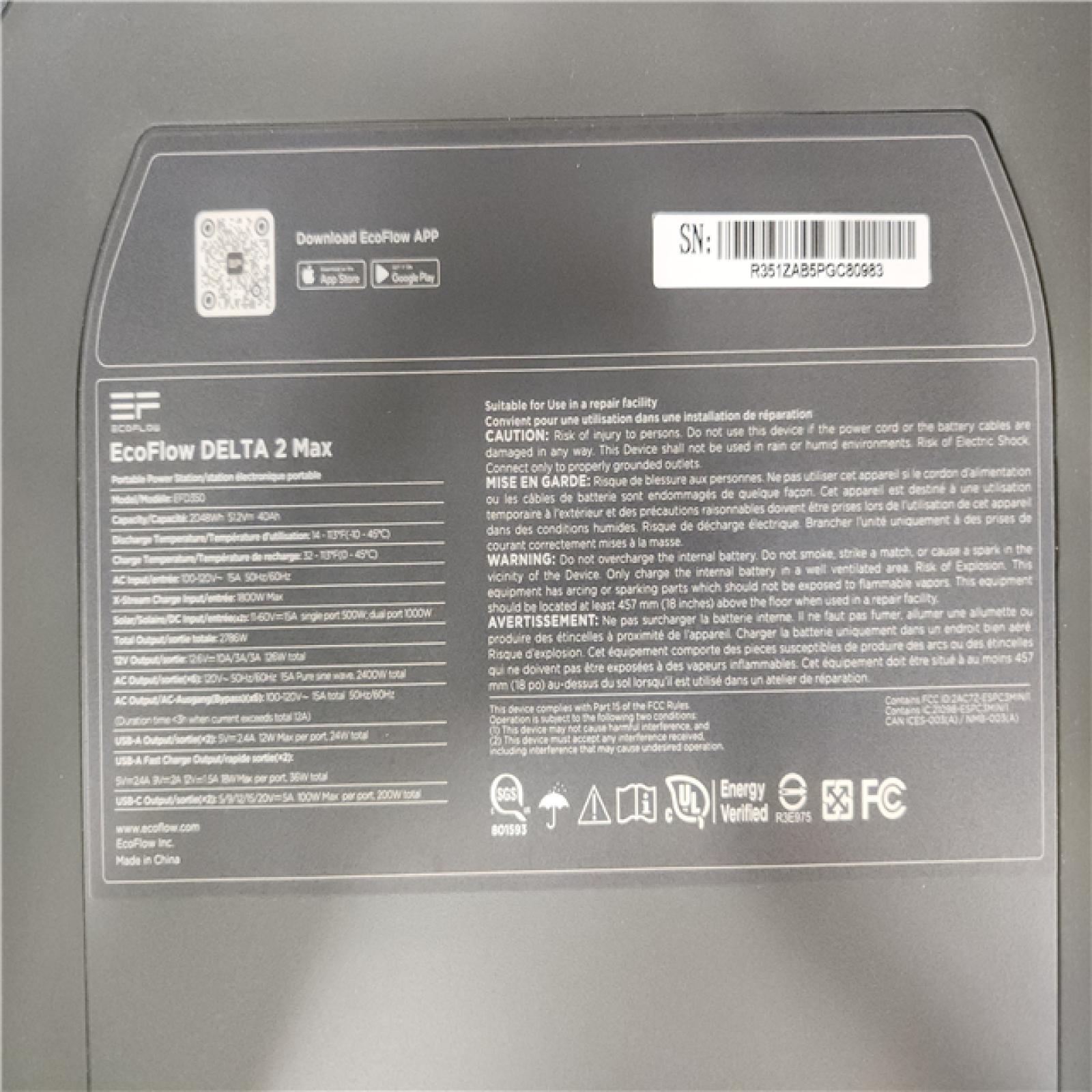 Phoenix NEWEcoFlow Battery Generator DELTA 2 Max Solar Generator  2400W Output 2048Wh LFP Power Station for Home Backup Push-Button