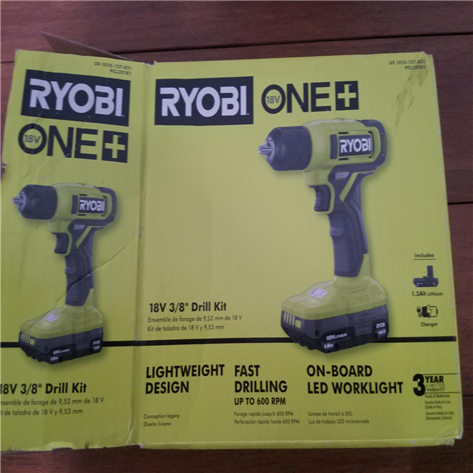 CALIFORNIA AS-IS RYOBI ONE+18V 3/8 DRILL KIT(TOOL ONLY)