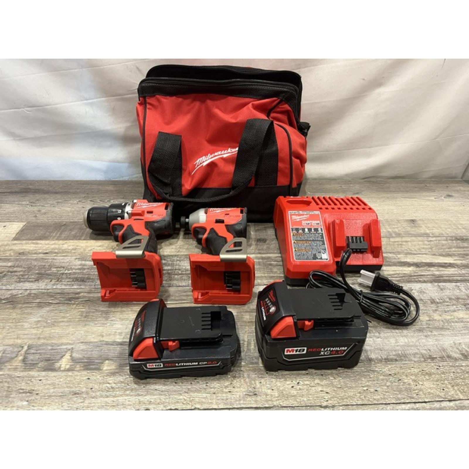 AS-IS Milwaukee 18-Volt Lithium-Ion Brushless Cordless Compact Hammer Drill/Impact Combo Kit