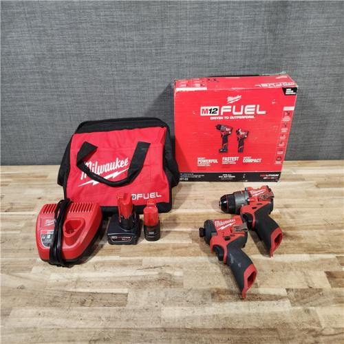 HOUSTON LOCATION - AS-IS Milwaukee FUEL 12-Volt Lithium-Ion Brushless Cordless Hammer Drill and Impact Driver Combo Kit