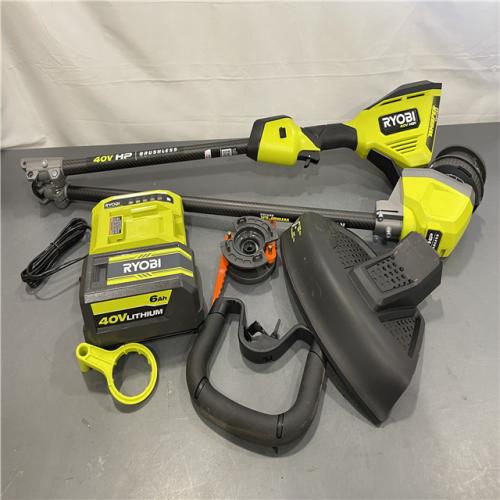 As-IS - RYOBI 40V HP Brushless Whisper Series 17 in. Cordless Battery Carbon Fiber Shaft String Trimmer