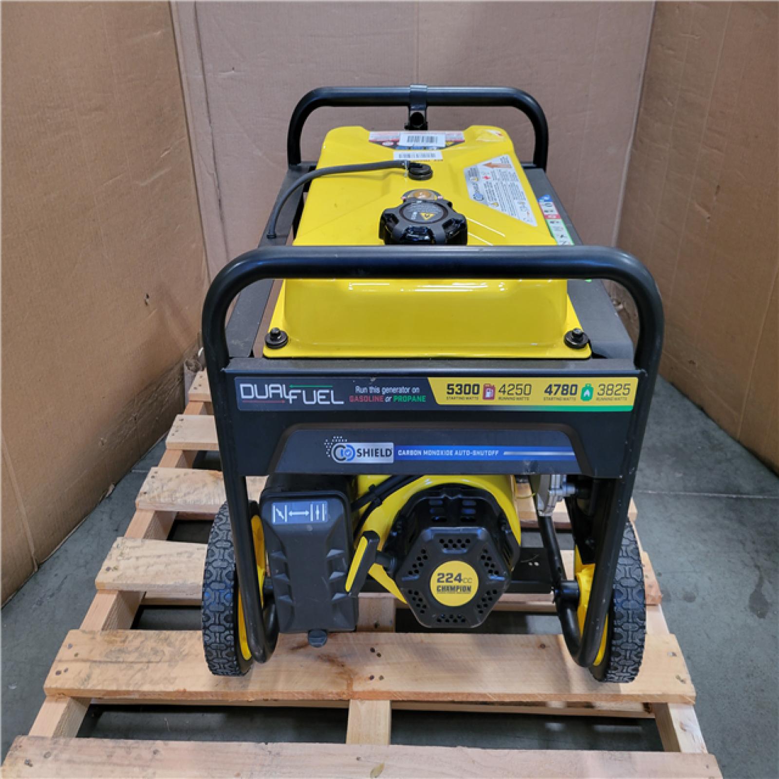 CALIFORNIA AS-IS CHAMPION 5 300 STARTING WATT 4 250 RUNNING WATT DUAL FUEL GENERATOR