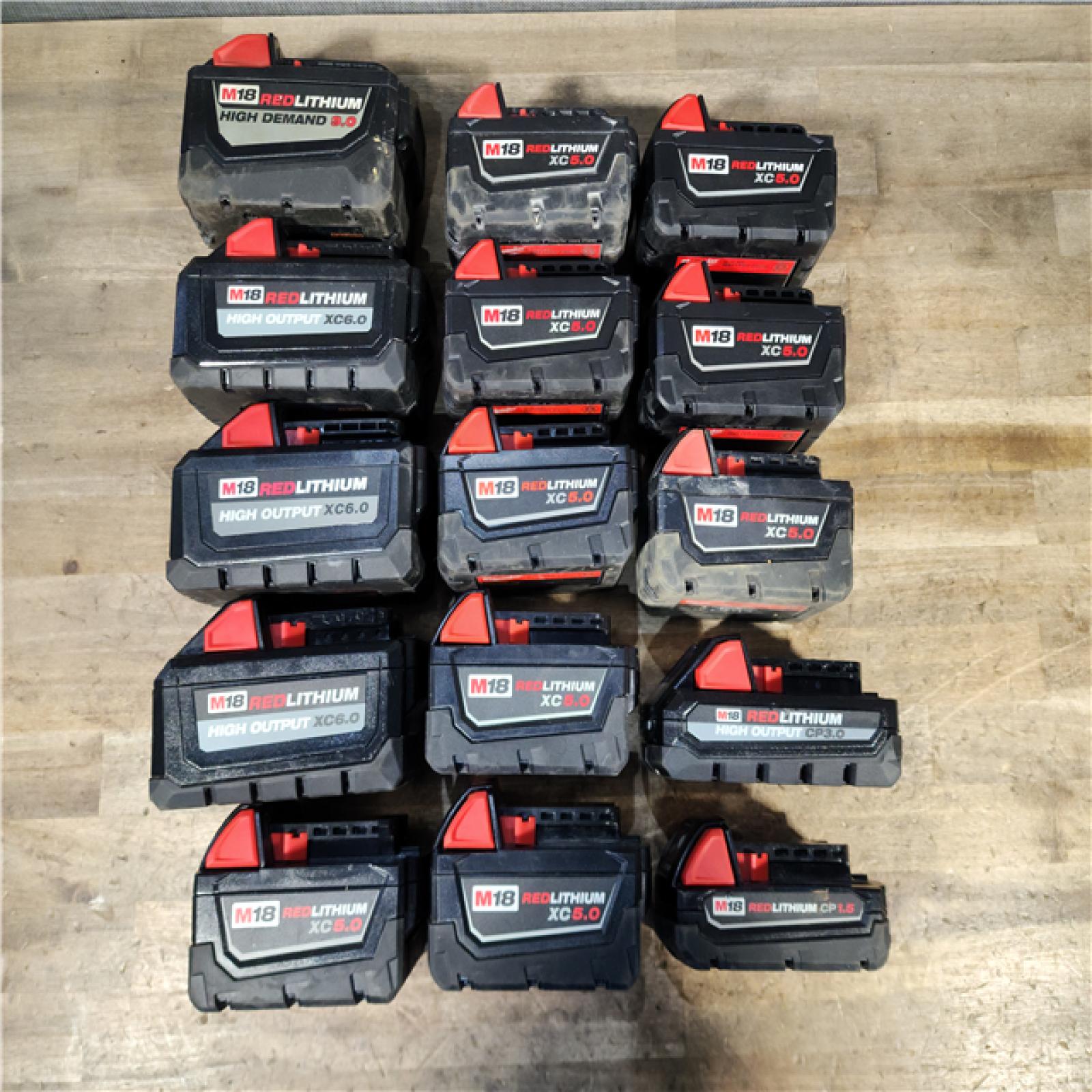 HOUSTON LOCATION - AS-IS MILWAUKEE BATTERY PACK QTY - 15