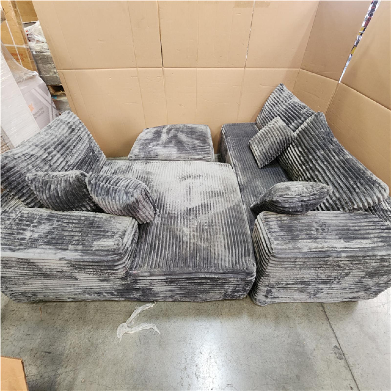 Phoenix NEW Modular L-Shaped 3-Piece Grey Sofa