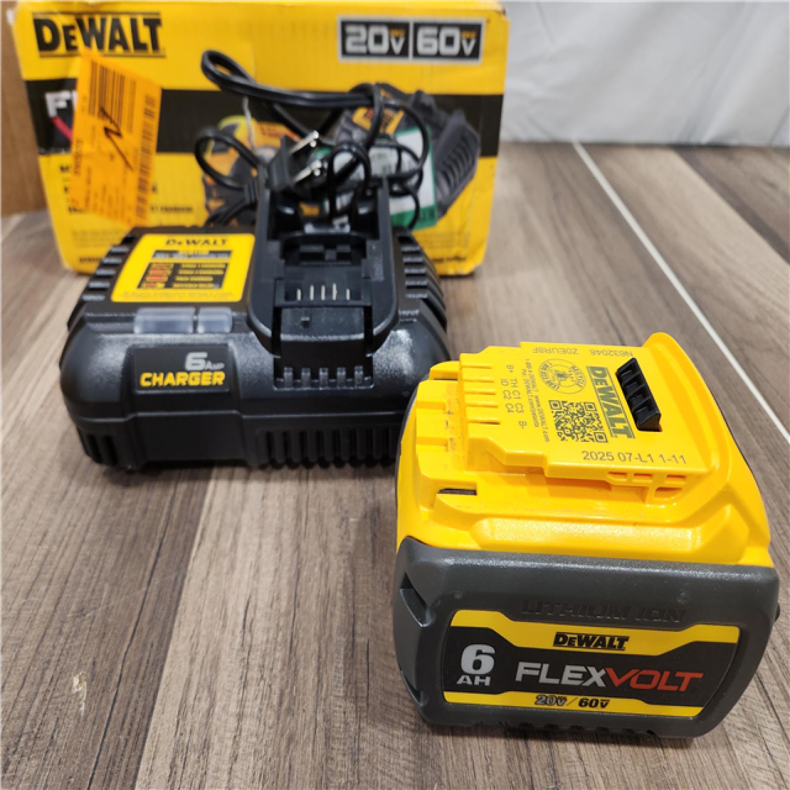 AS-IS DEWALT FLEXVOLT 20V/60V MAX Lithium-Ion 6.0Ah Battery Pack with 6 Amp Output Charger
