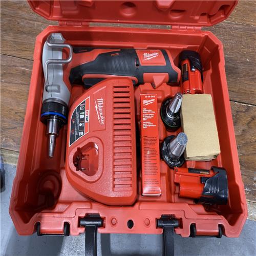 AS-IS M12 12-Volt Lithium-Ion Cordless PEX Expansion Tool Kit with (2) 1.5 Ah Batteries, (3) Expansion Heads and Hard Case