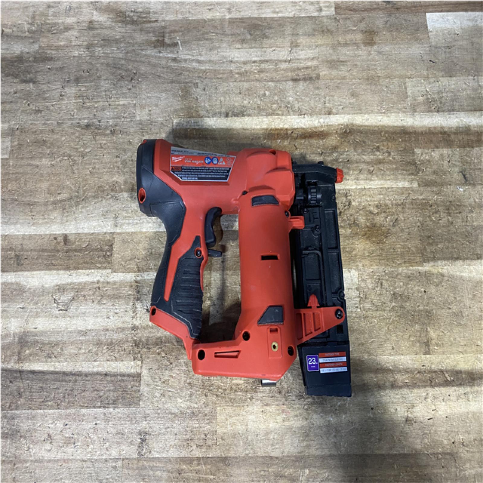 Houston Location AS-IS Milwaukee M12 12-Volt 23-Gauge Lithium-Ion Cordless Pin Nailer (Tool-Only)